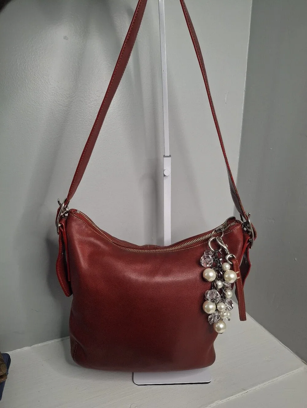 Coach Vintage Legacy Slim Duffle Red Leather Crossbody Shoulder Bag 2004